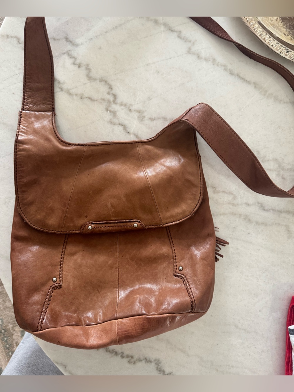 HOBO Cognac Leather Crossbody Bag